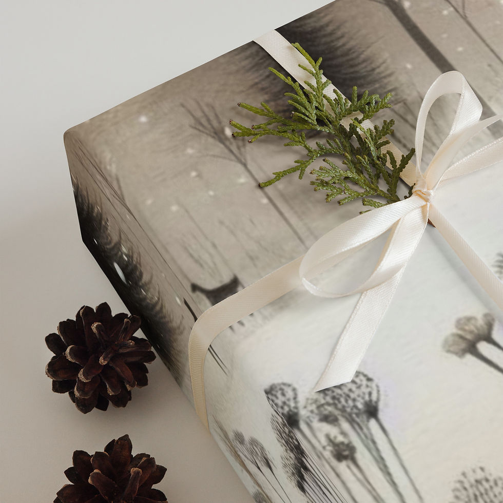 Thumbnail: Enchanted Snowy Winter Forest Wrapping Paper Sheets Elegant Holiday Gift Wrap 