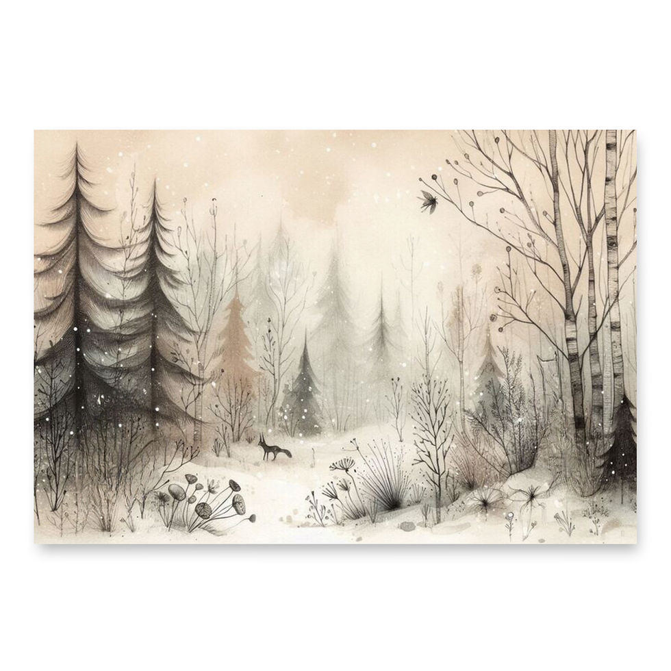 Thumbnail: Enchanted Snowy Winter Forest Wrapping Paper Sheets Elegant Holiday Gift Wrap 