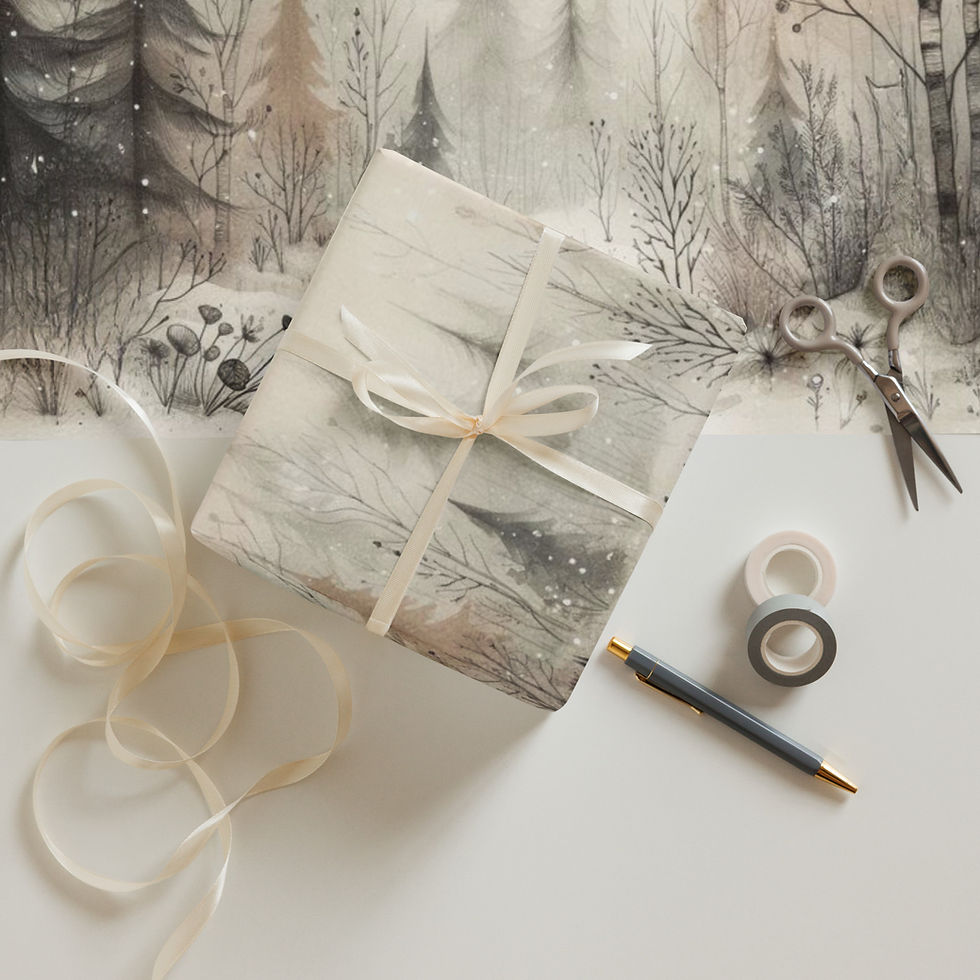 Thumbnail: Enchanted Snowy Winter Forest Wrapping Paper Sheets Elegant Holiday Gift Wrap 