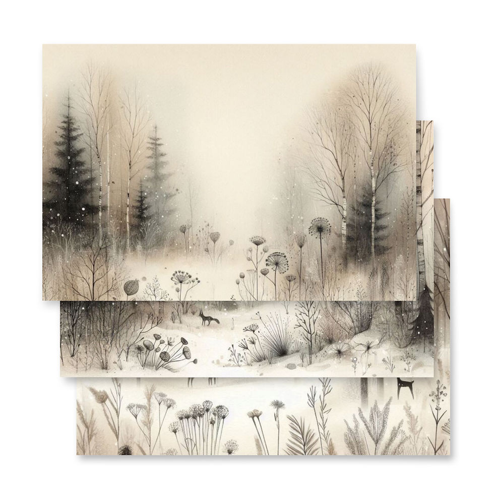 Thumbnail: Enchanted Snowy Winter Forest Wrapping Paper Sheets Elegant Holiday Gift Wrap 