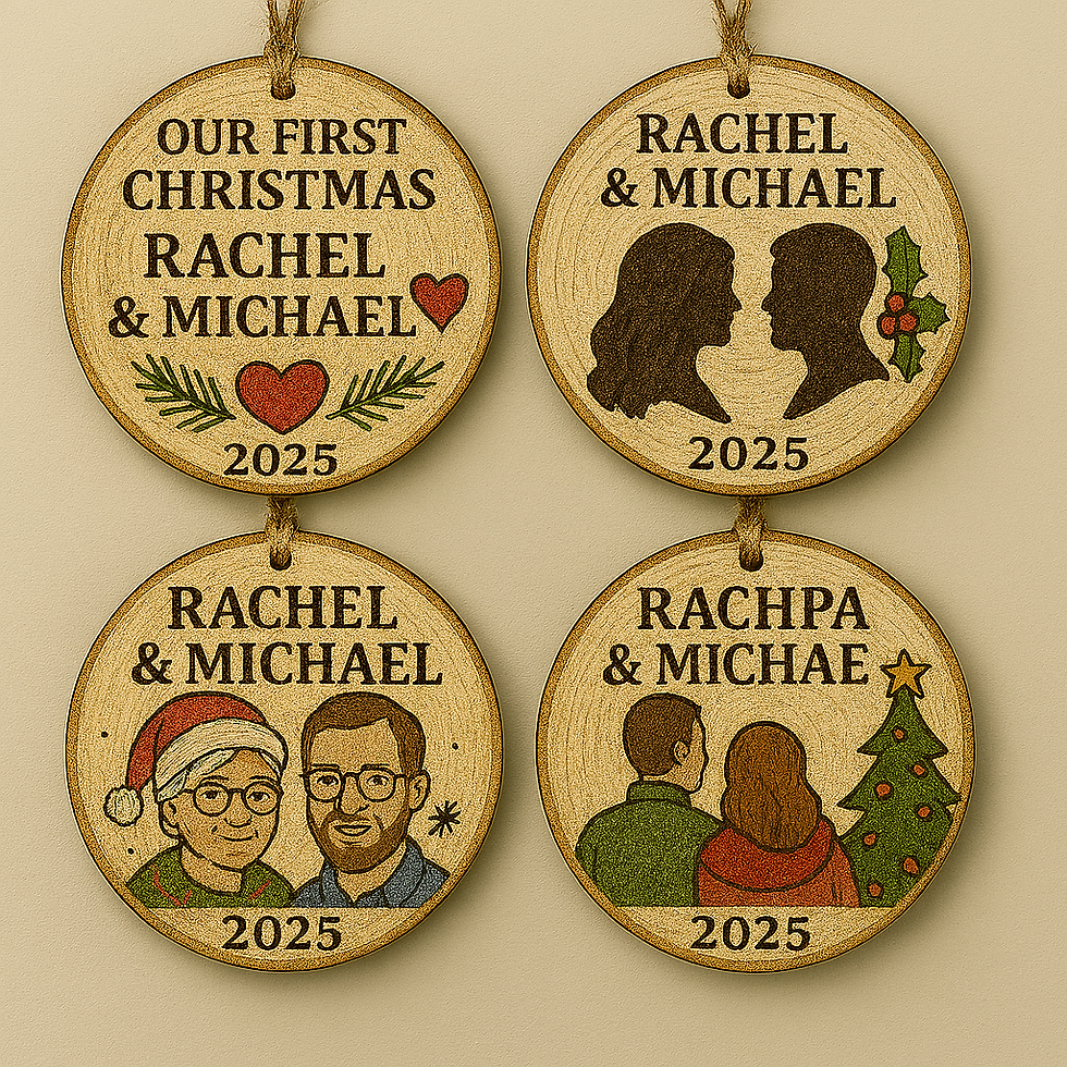 Thumbnail: Custom Christmas Wood-burned Ornaments