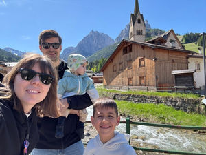 SDS child with family on vacation, getting ready for a medical procedure