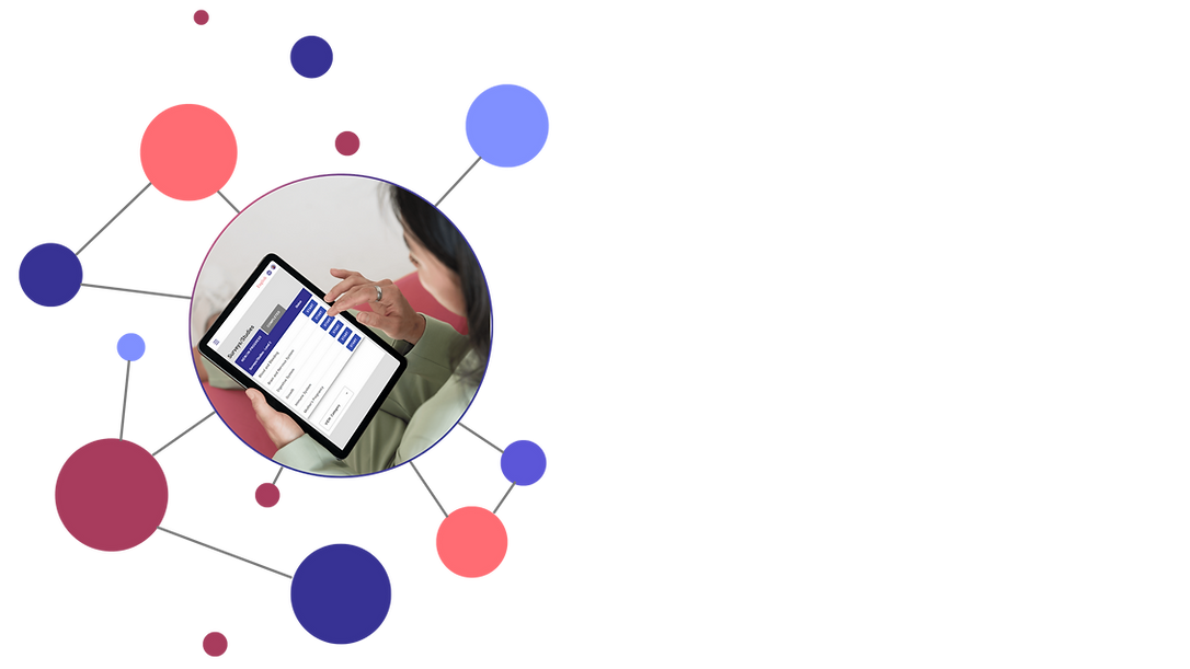 person looking at a tablet to access SDS-GPS Shwachman-Diamond Syndrome Global Patient Survey 