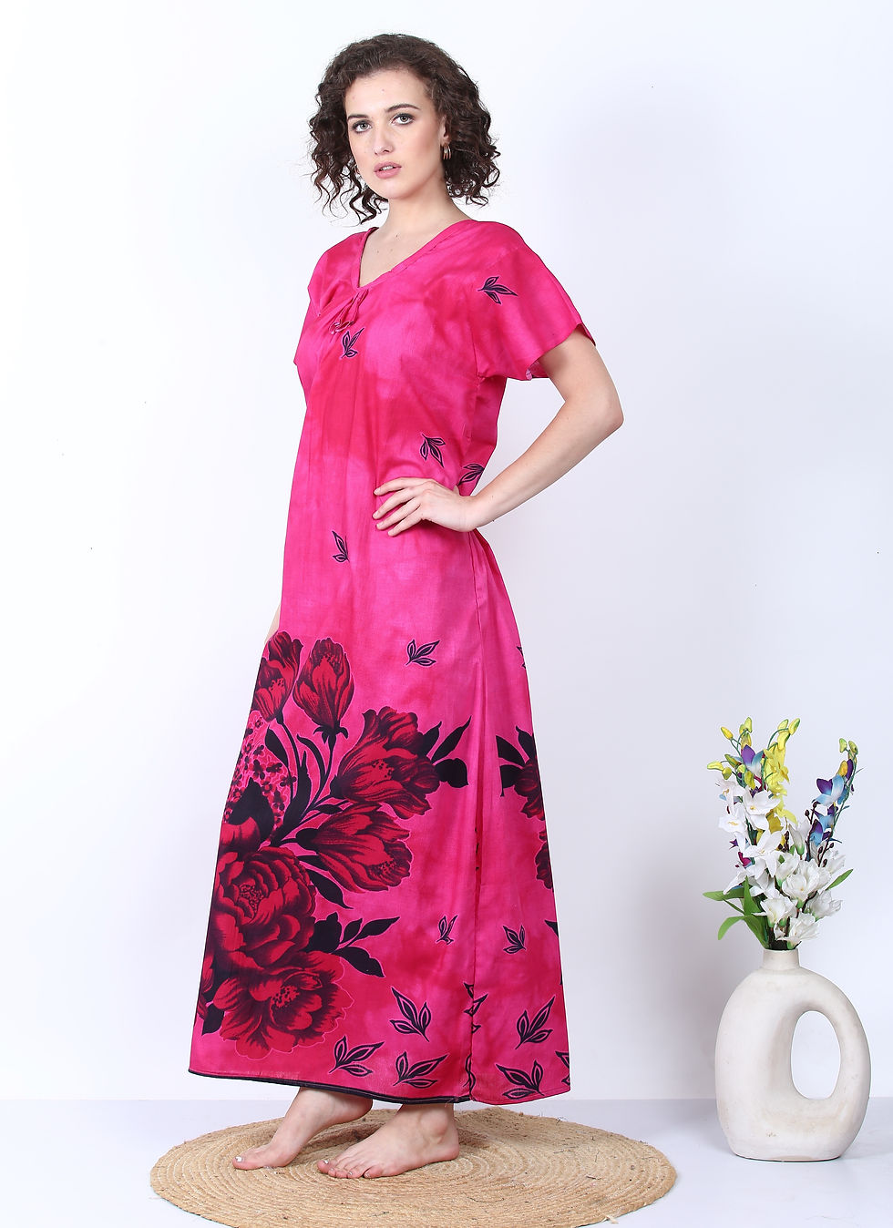 Thumbnail: Pack of 2 Floral Printed Cotton Nighty For Women