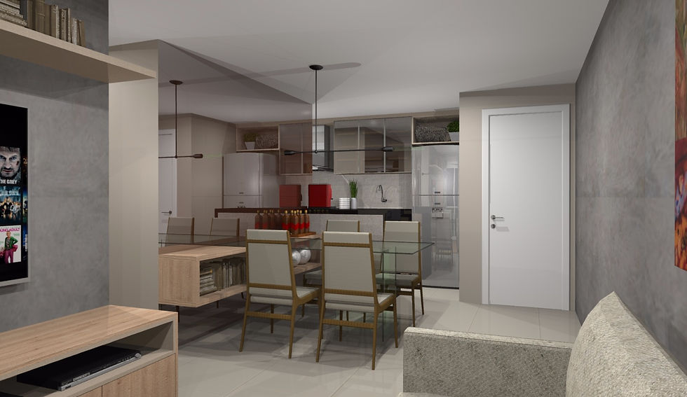 Sala e Cozinha Projetada.