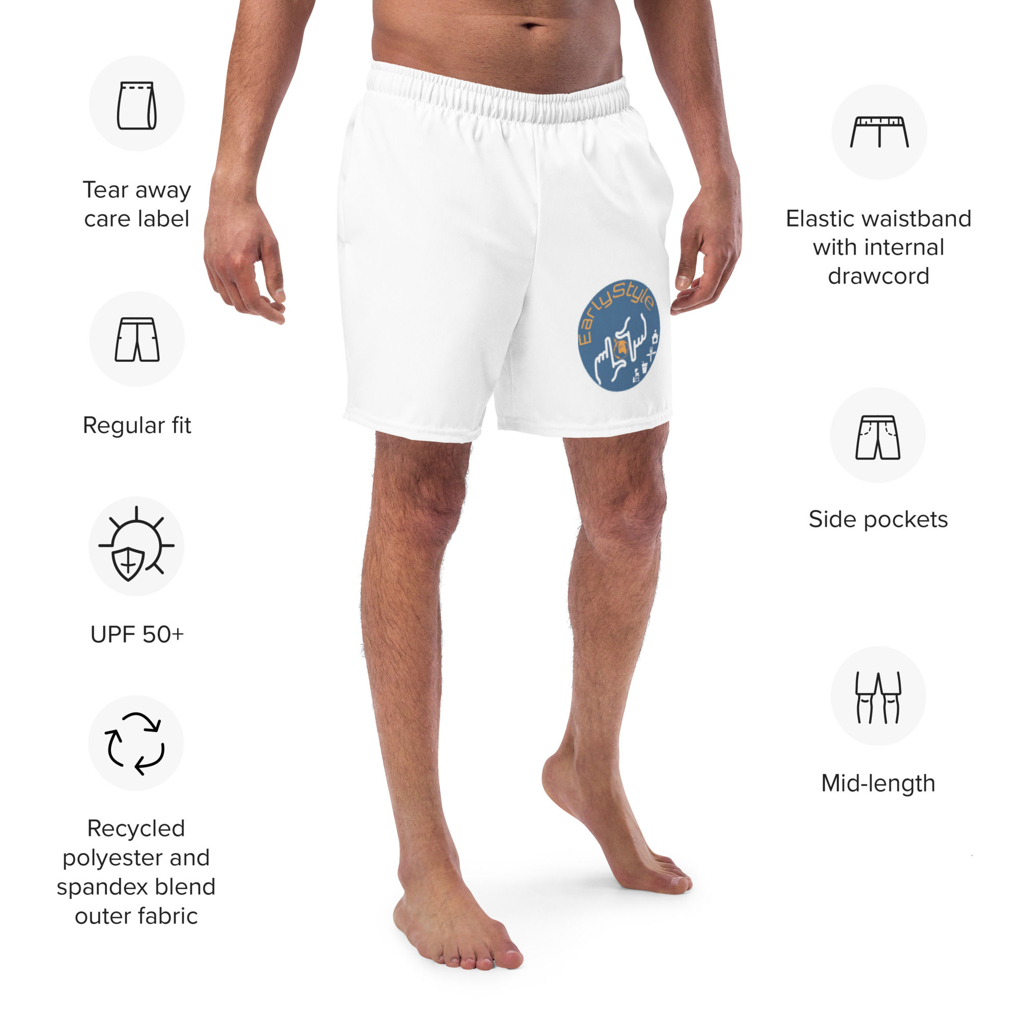 All-Over Print Recycled Swim Trunks