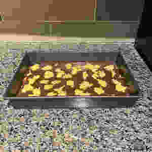 Can't Leave Alone Bars before they are baked in the oven.