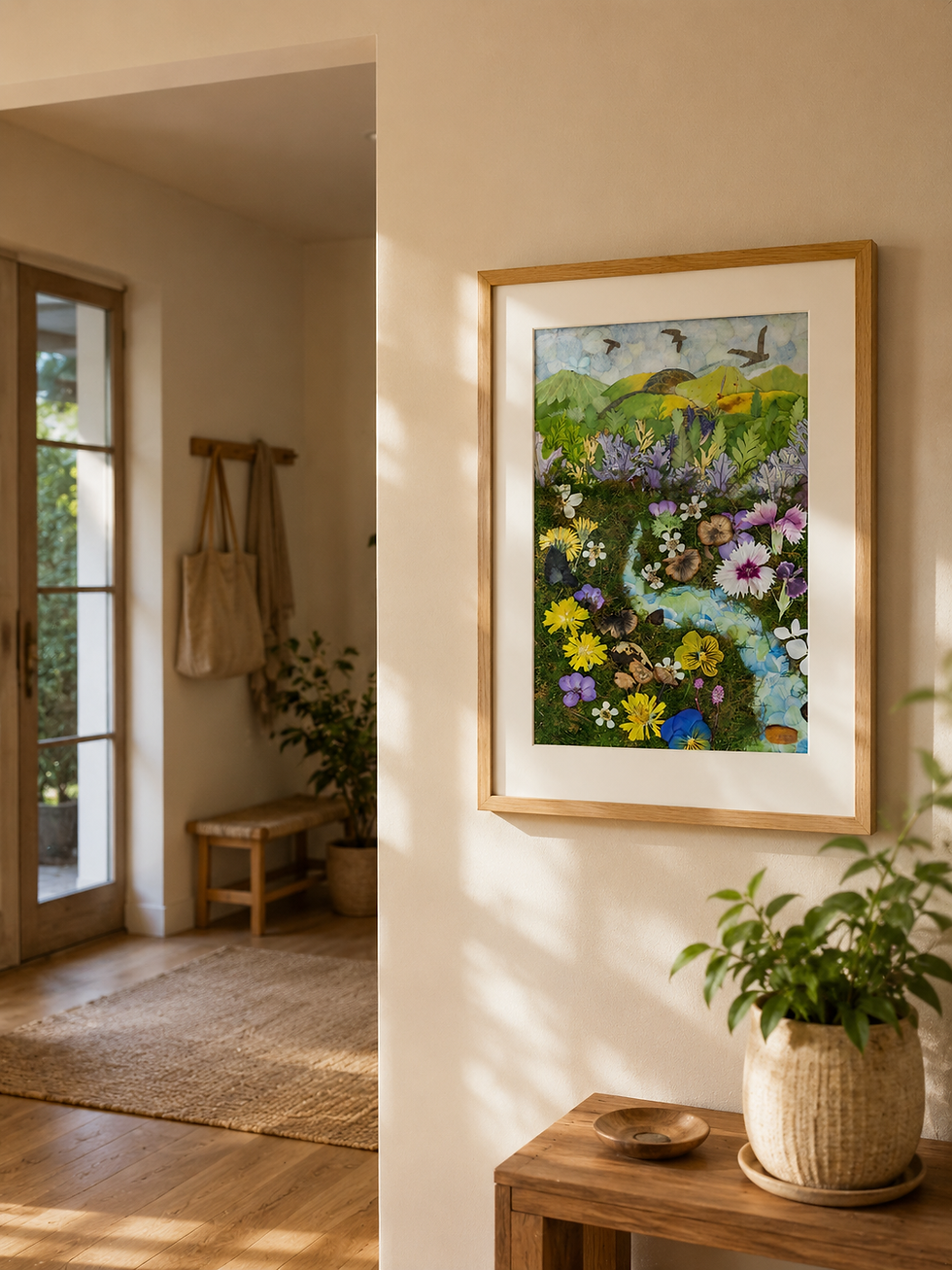 Where the River Meets the Sky Original Handmade Pressed Flower Landscape | Real