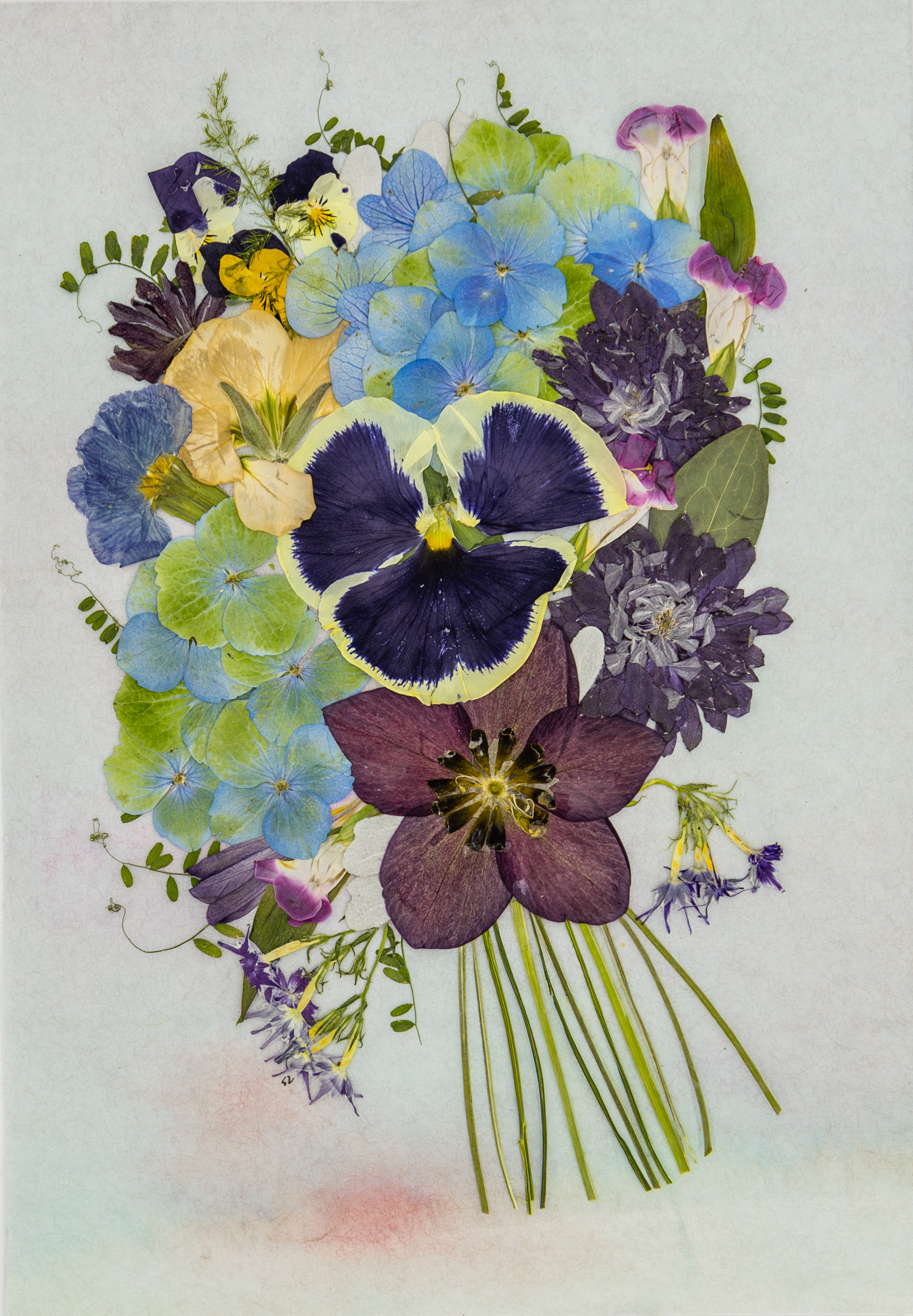 “Four Seasons with You” – Pressed Flower Art Print with A3 Mat (A4 Image from
