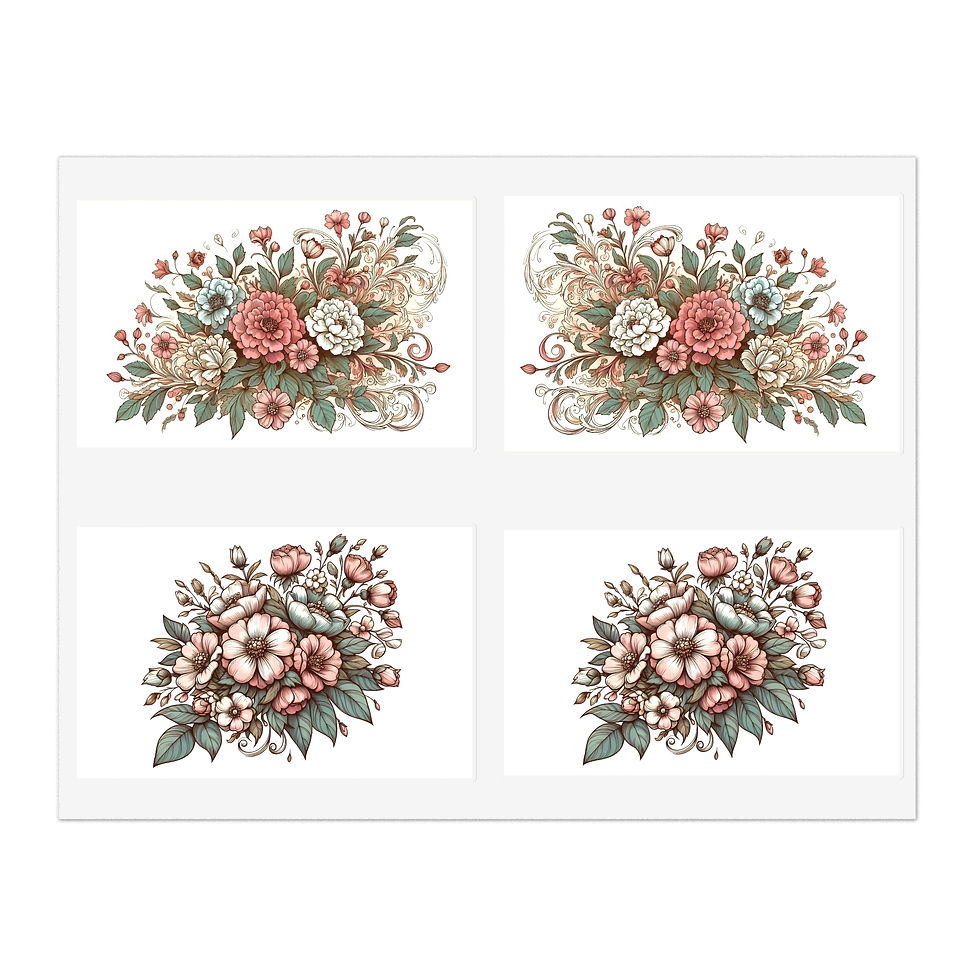Thumbnail: Elegant Floral Sticker Sheets, Vintage Sticker Set, Planner Decor