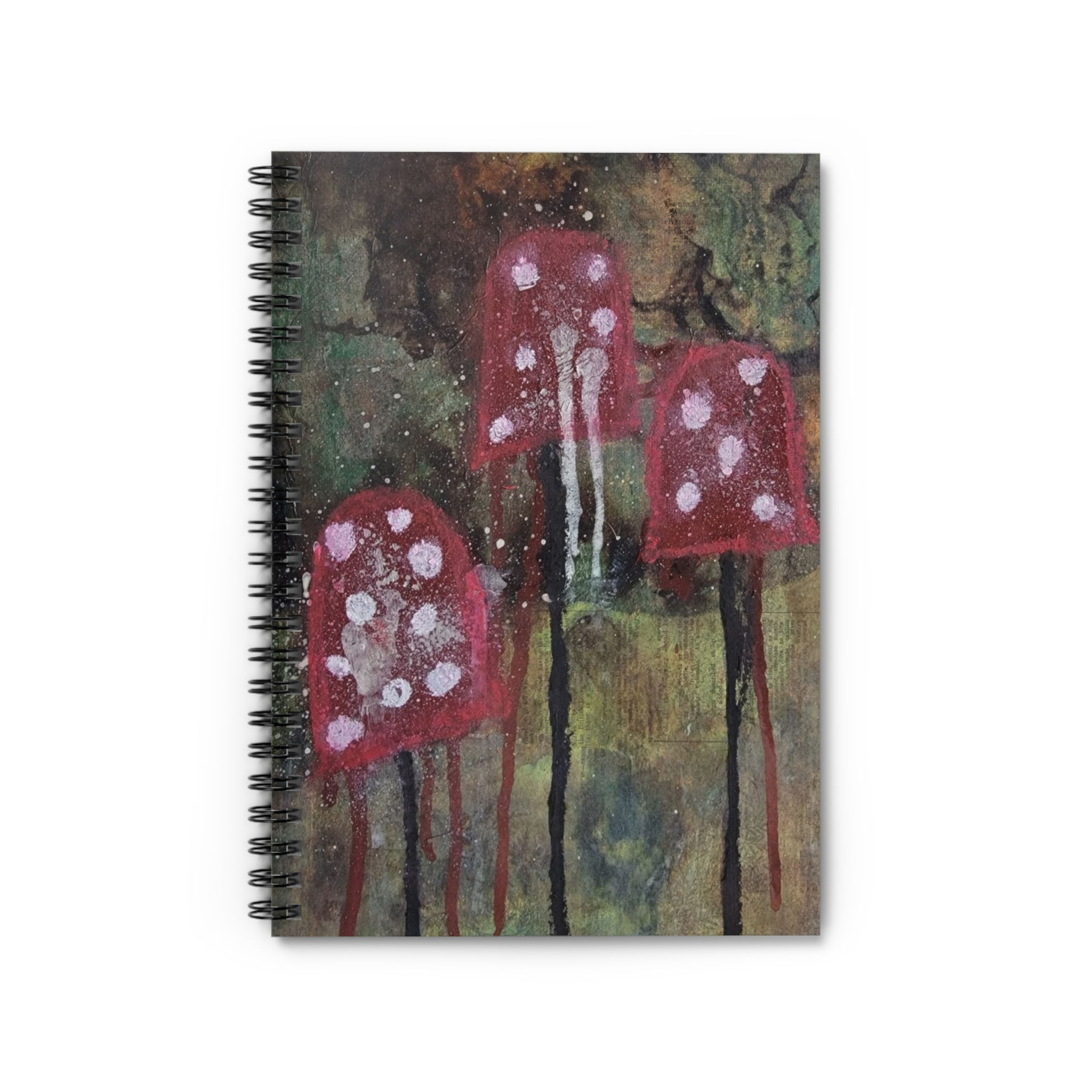 Artistic Spiral Notebook - Whimsical Mushroom Design, Journaling, Sketching