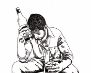 Ilustração de um homem segurando uma garrafa do livro Dias (in)versos