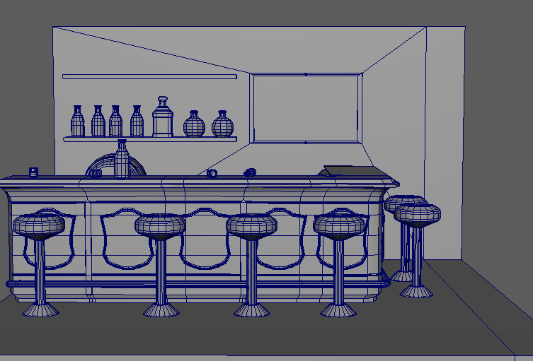 Wide shot of the entire saloon