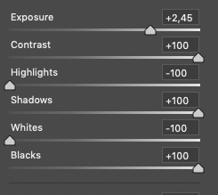 image of photoshop's adobe camera raw's sliders