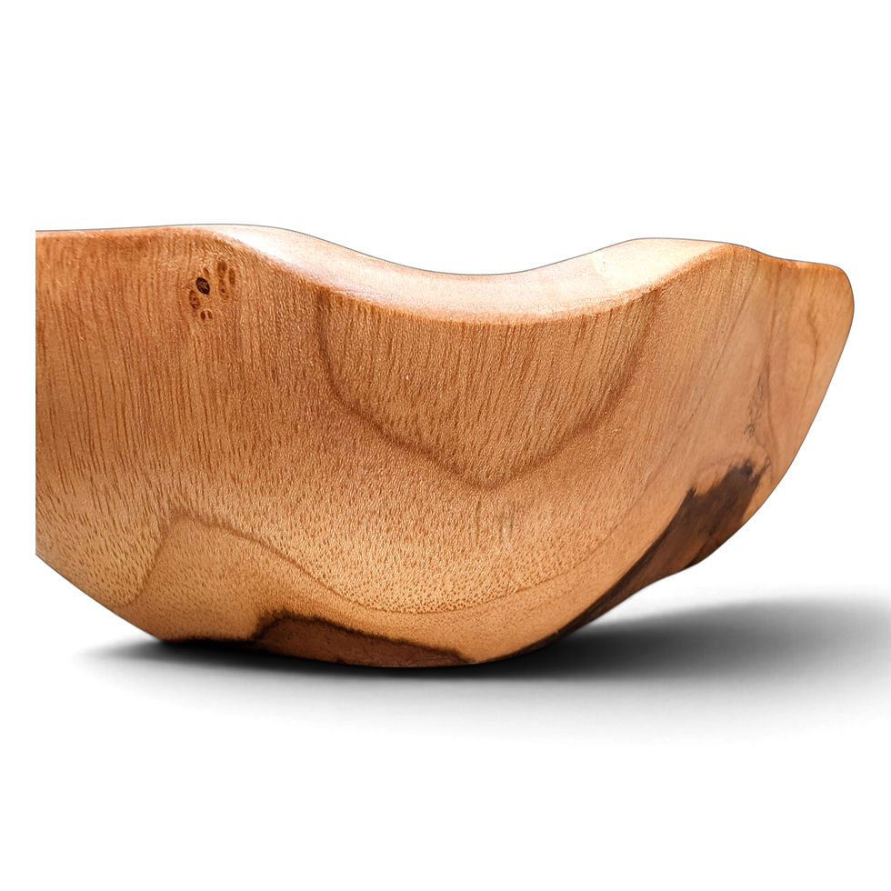 Thumbnail: Handcrafted asymmetrical teak serving bowl with organic edges