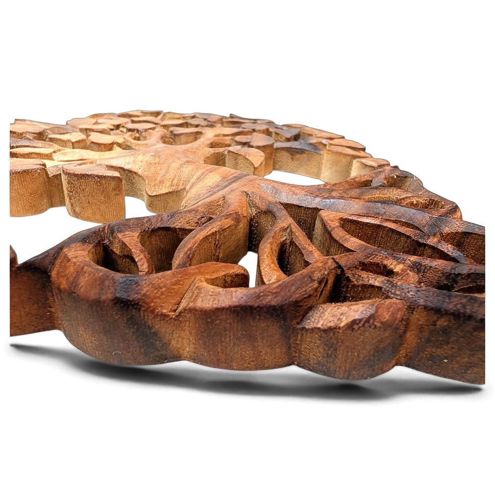 Thumbnail: Teak botanical wall hanging combining a heart frame and branching tree