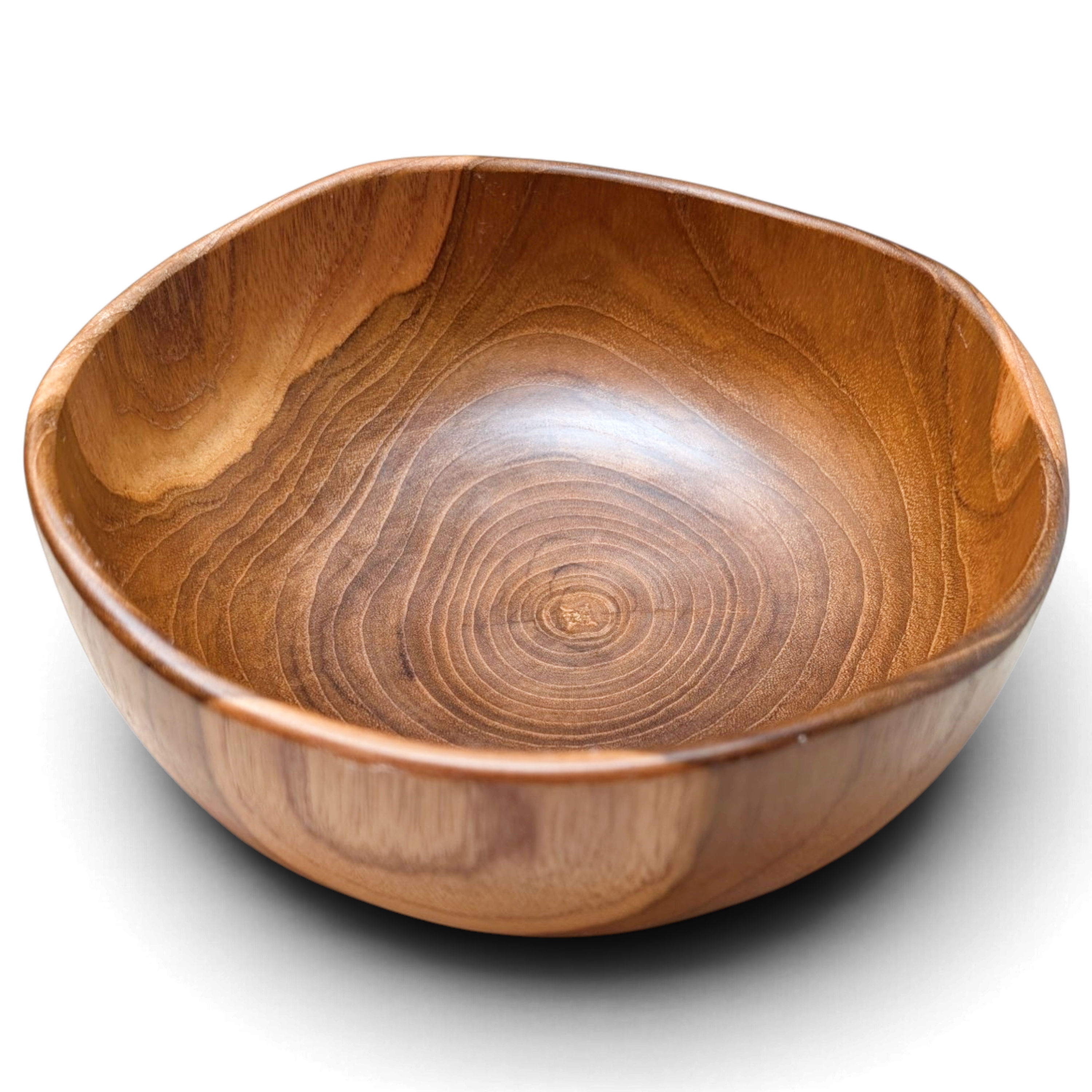 Amber buffet appetizer bowl with rich natural teak coloring