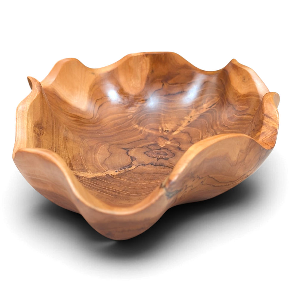 Thumbnail: Handcrafted island wood fruit bowl with organic contours