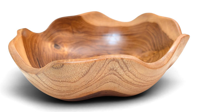 Artisan-Crafted Teak Candy Bowl | Wavy-Rim Candy Bowl | Rustic Candy Bowl