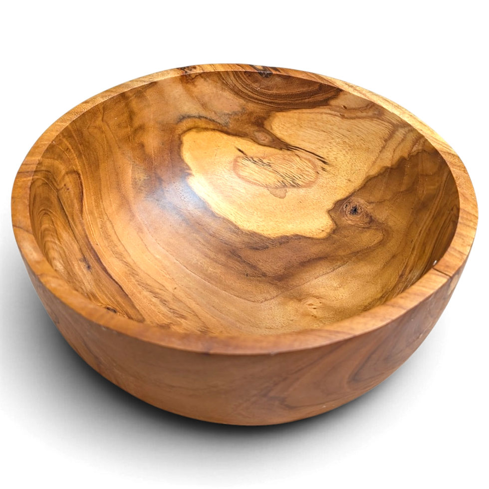 Amber artisan teak appetizer bowl with warm handcrafted character