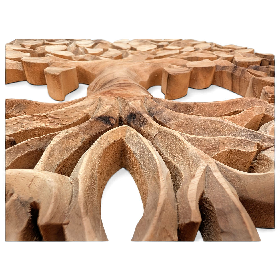 Thumbnail: Tree of Life wall hanging shaped by hand from natural teak wood