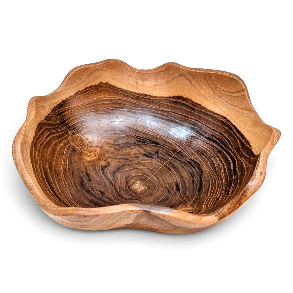 Thumbnail: Balinese teak candy bowl with flowing organic contours