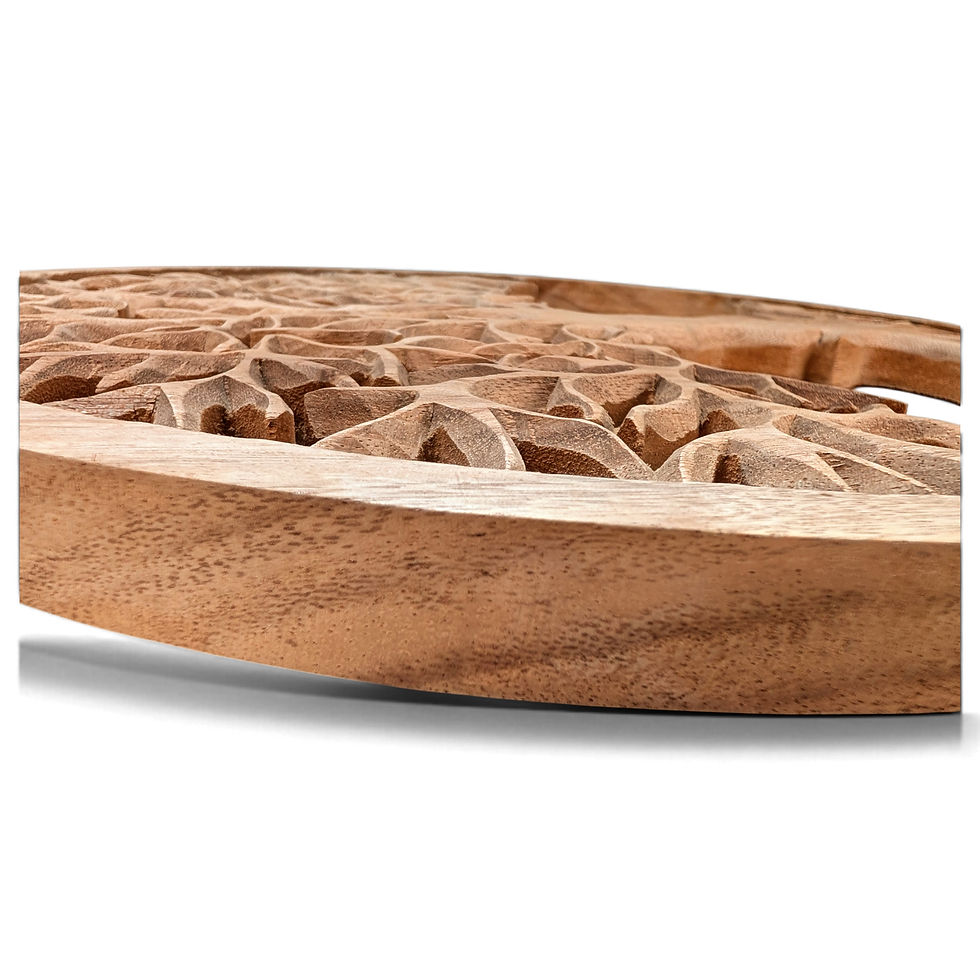 Thumbnail: Round Tree of Life wall art showcasing the character of natural teak grain