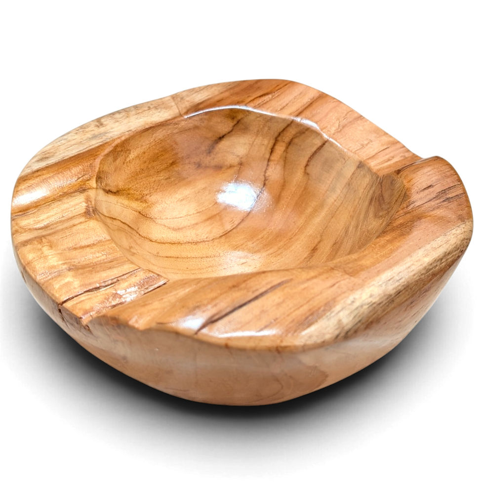 Console organizer bowl with a deep curved center