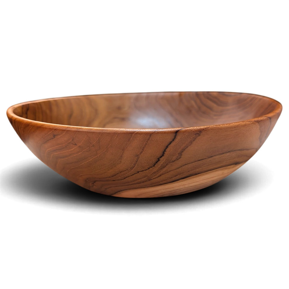 Thumbnail: Natural-grain teak fruit bowl for a kitchen counter