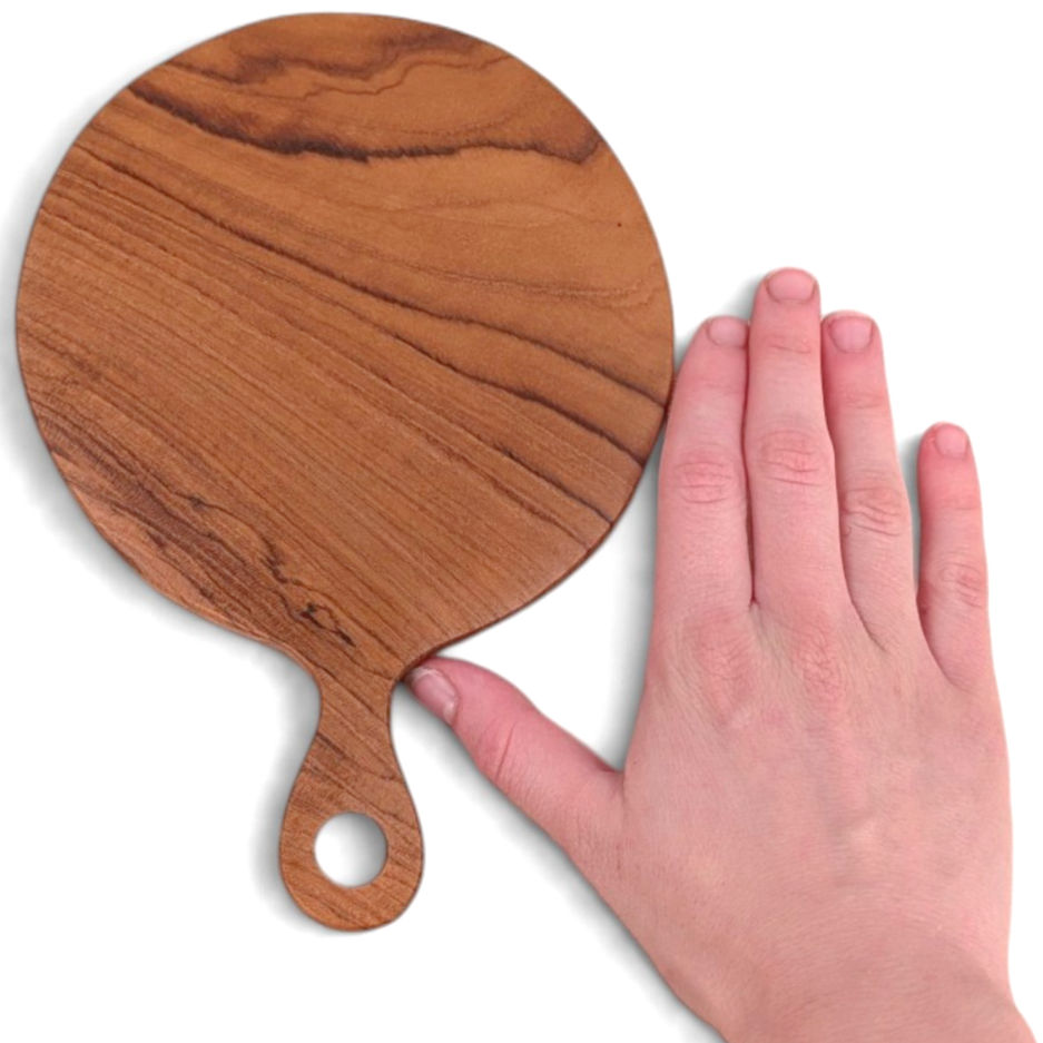 Thumbnail: Natural-grain teak serving paddle for dining-table presentation