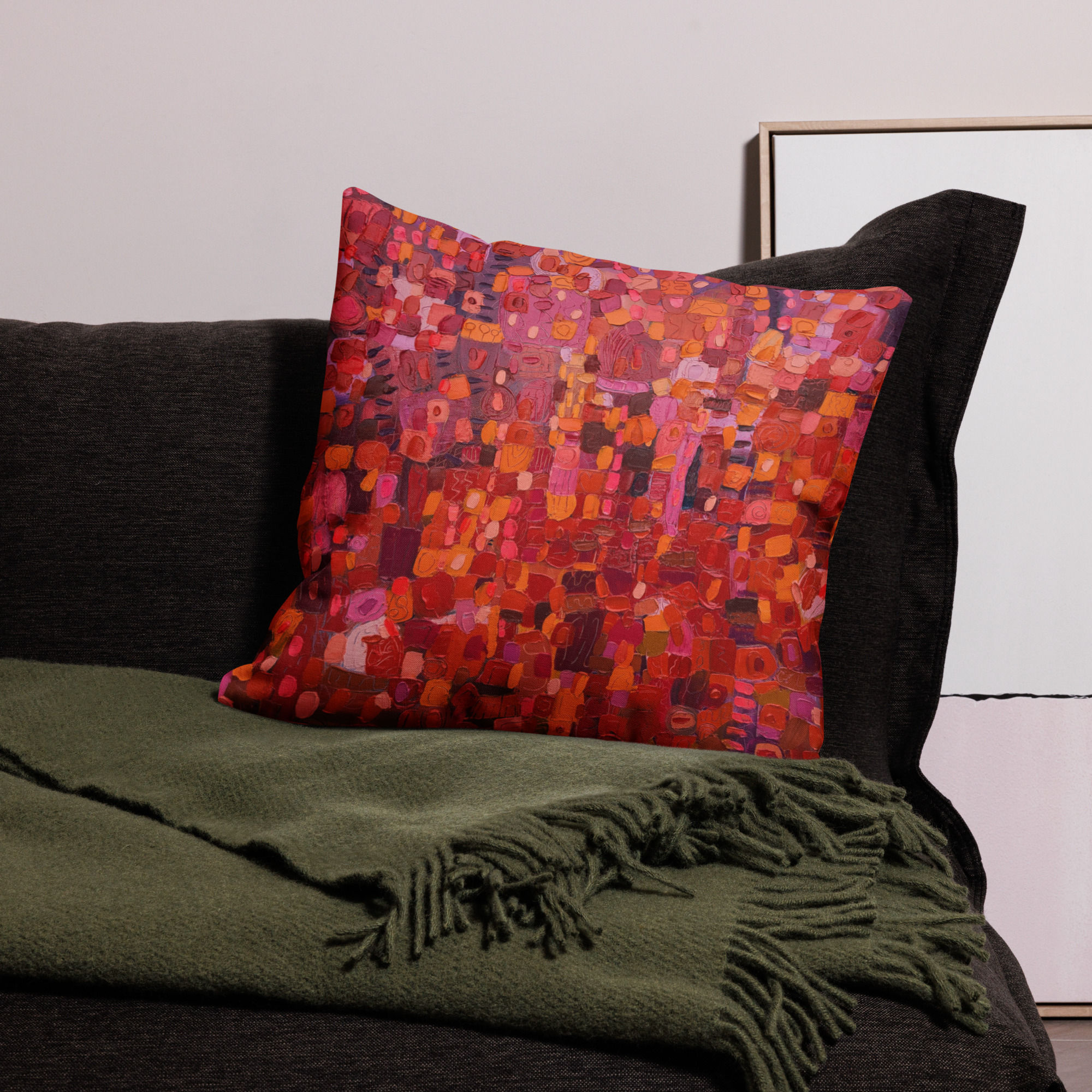 Pillow with Jubilee print by Stacy Neasham, AnAbstractedView
