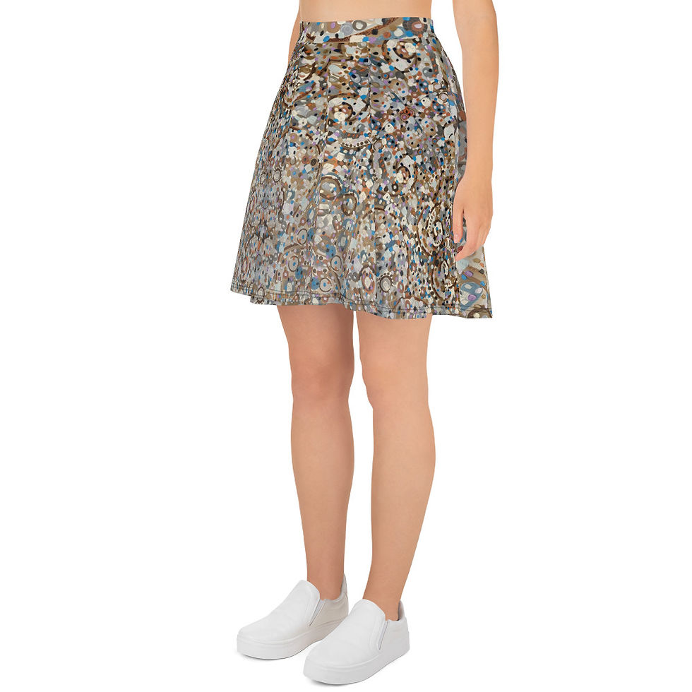 Thumbnail: Skater skirt with Stacy Neasham's original painting printed- Universal