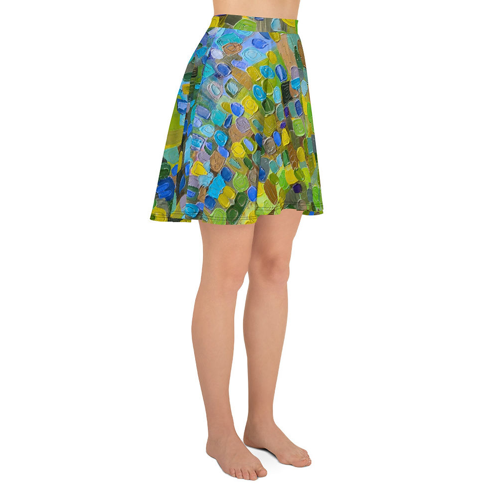 Thumbnail: short flared skirt with the Perfectly Peaceful design by Stacy Neasham.
