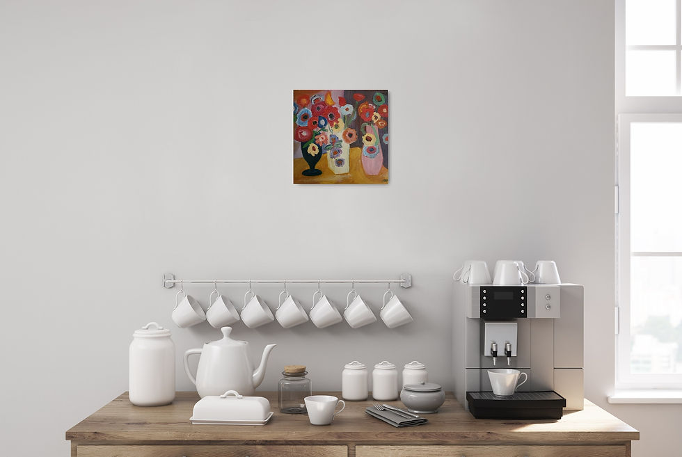 Thumbnail: Flowers in 3 vases 10 x 10
