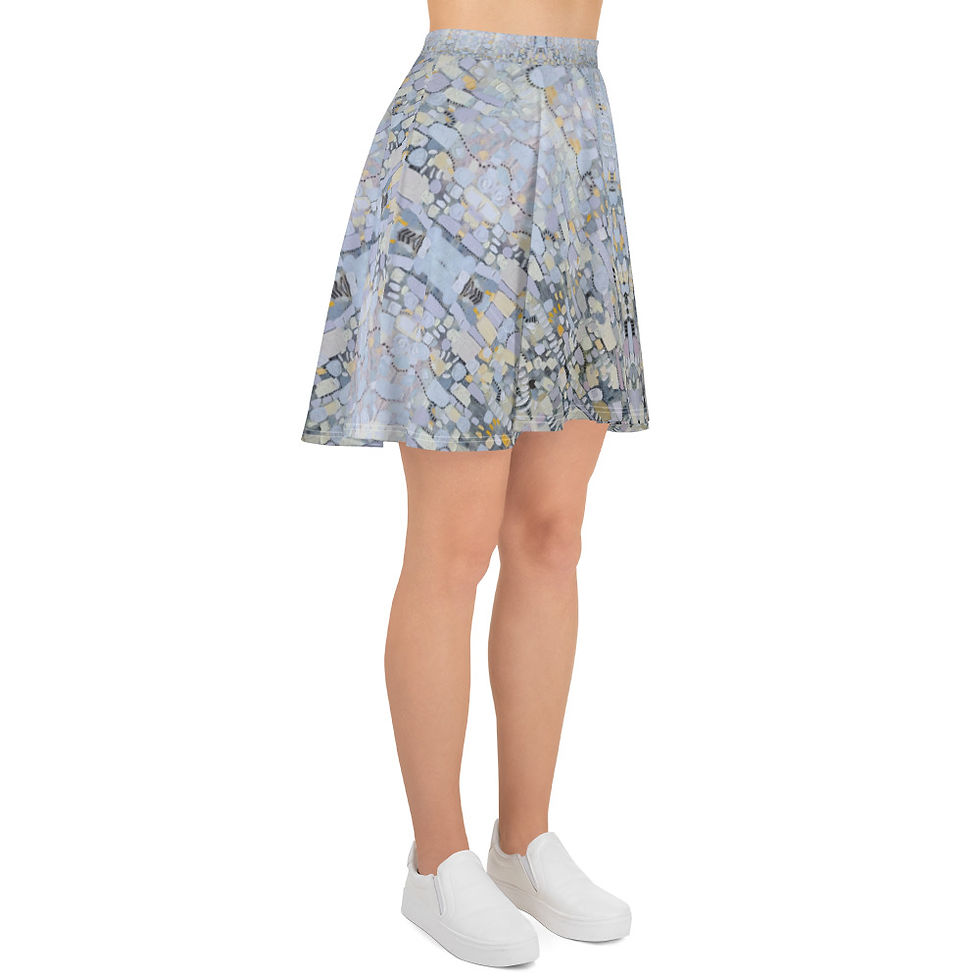 Thumbnail: skater skirt with wonderland printed, original painting by Stacy Neasham