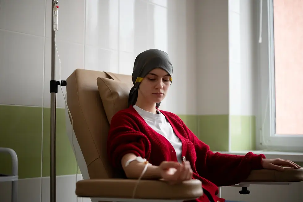 Patient receiving IV treatment in clinic