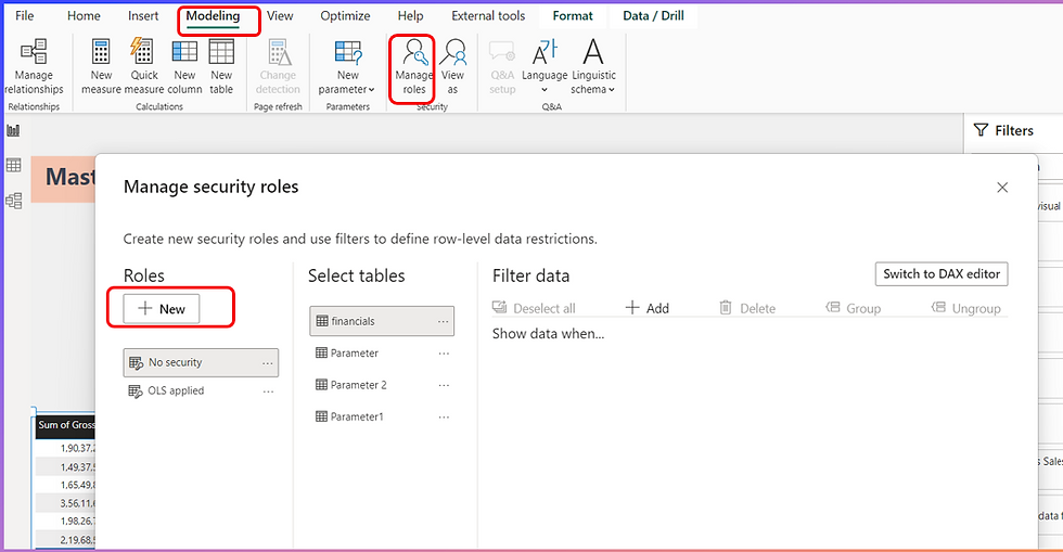 creating Roles in powerBI for RLS and OLS