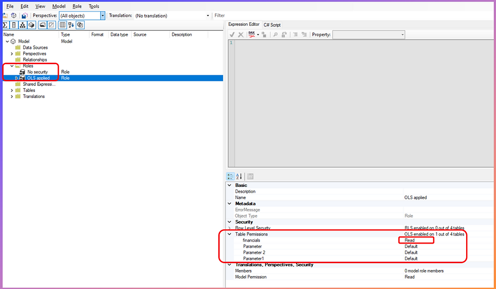 Setting OLS in PowerBi using Tabular editor