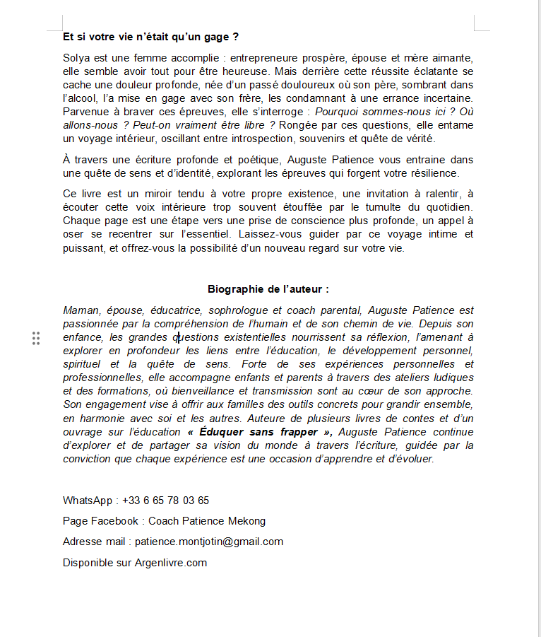 Thumbnail: Un jour avec moi-même : La vie n’est-elle qu’un gage ? - Auguste Patience