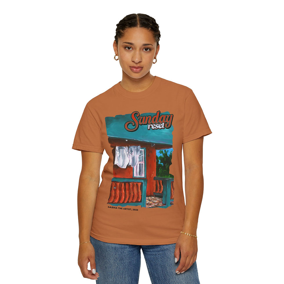 Thumbnail: 'Sunday Reset' Unisex Art T-Shirt by Sasha The Artist (5 Colours)