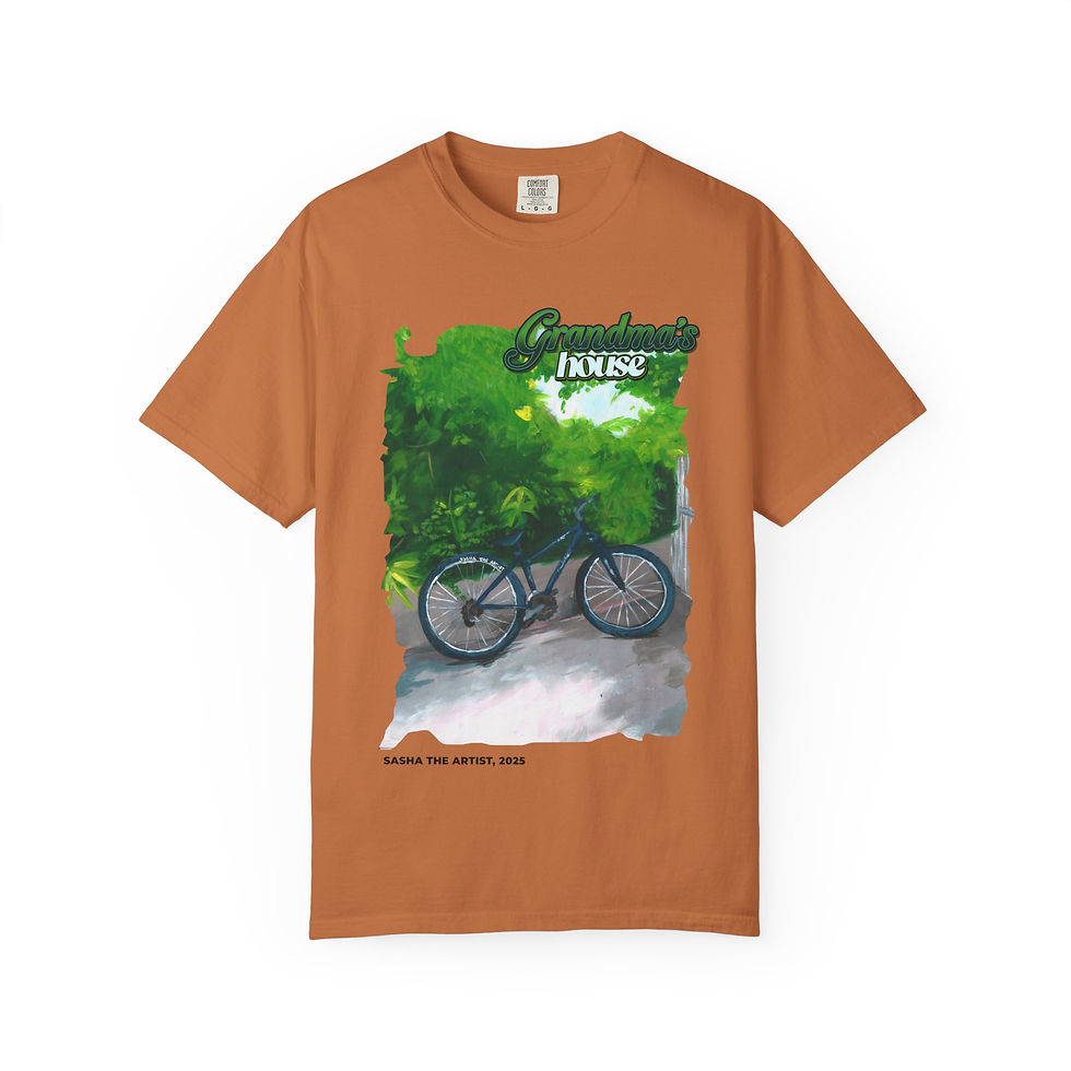 Thumbnail: 'Grandma's House' Unisex Art T-Shirt by Sasha The Artist (5 Colours)