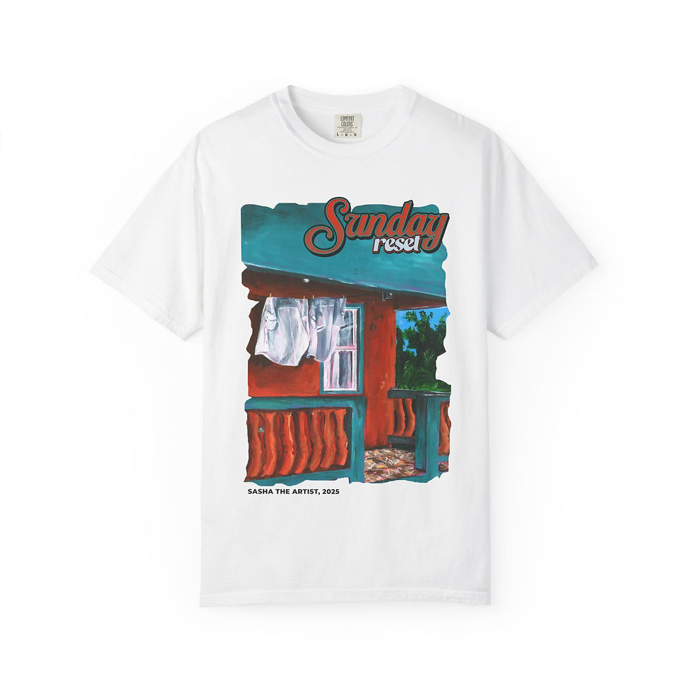 Thumbnail: 'Sunday Reset' Unisex Art T-Shirt by Sasha The Artist (5 Colours)