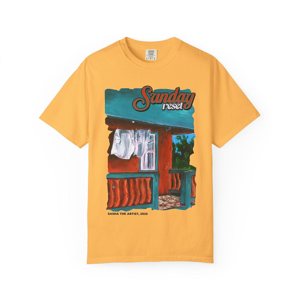 Thumbnail: 'Sunday Reset' Unisex Art T-Shirt by Sasha The Artist (5 Colours)