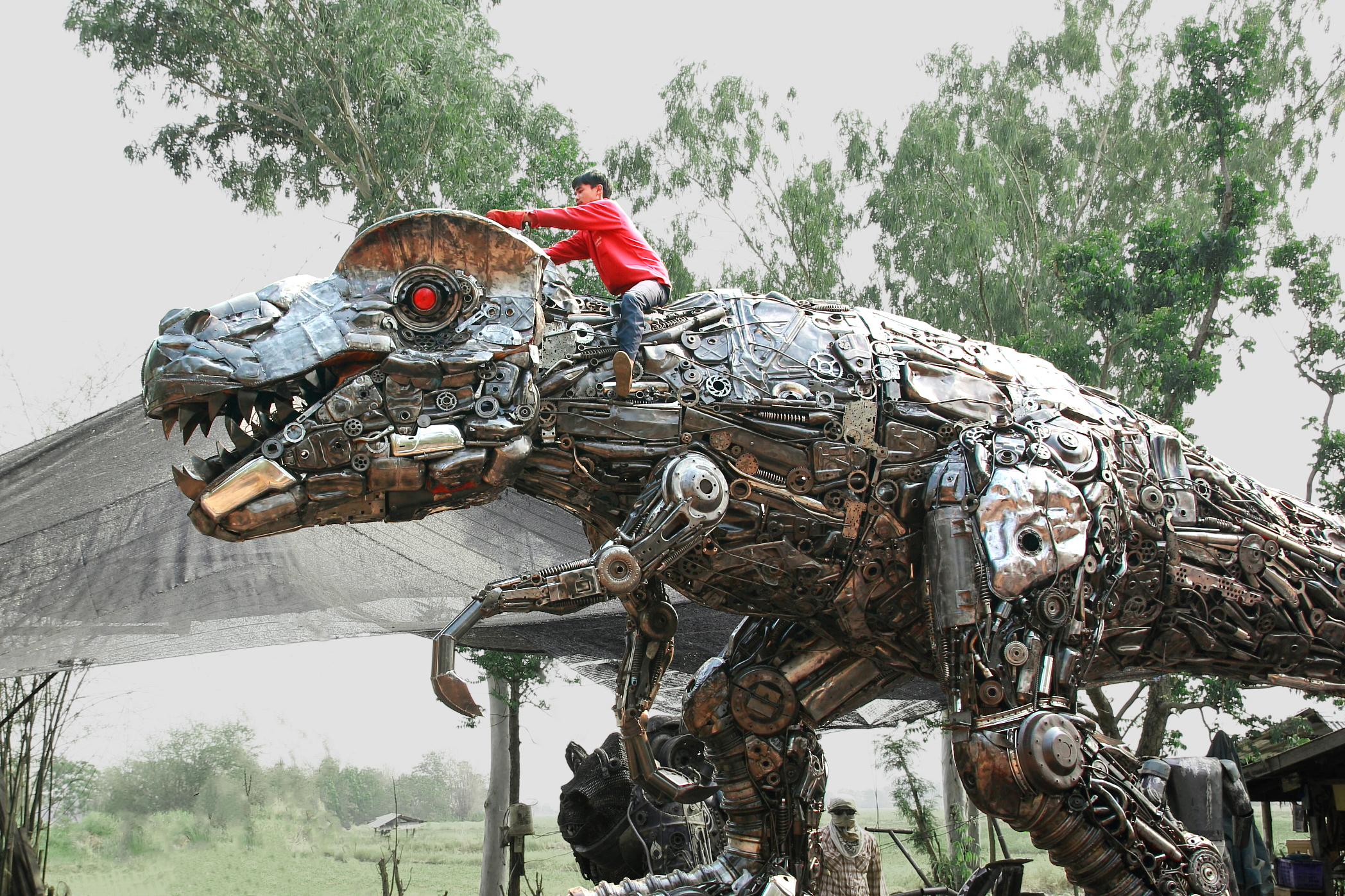 Terex life size scrap metal art 11