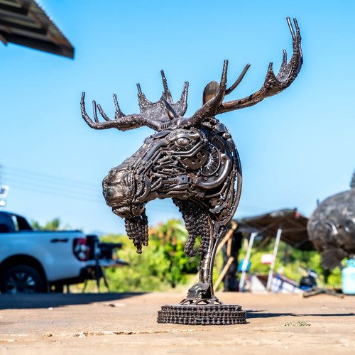 Moose head scrap metal artwork | mari9art