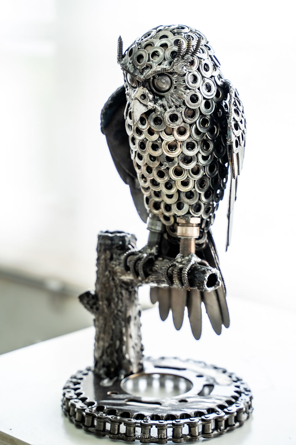 Thumbnail: Standing Owl ring small metal sculpture