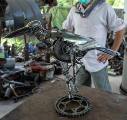 Bird scrap metal sculpture