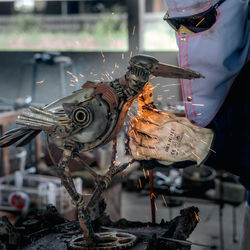 making bird scrap metal sculpture