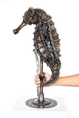 Seahorse metal sculpture scrap metal artwork