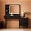 Thumbnail: Vanity Desk With Dimmable Illuminated Mirror Black
